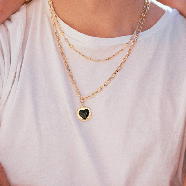 Black Gold Heart Necklace
