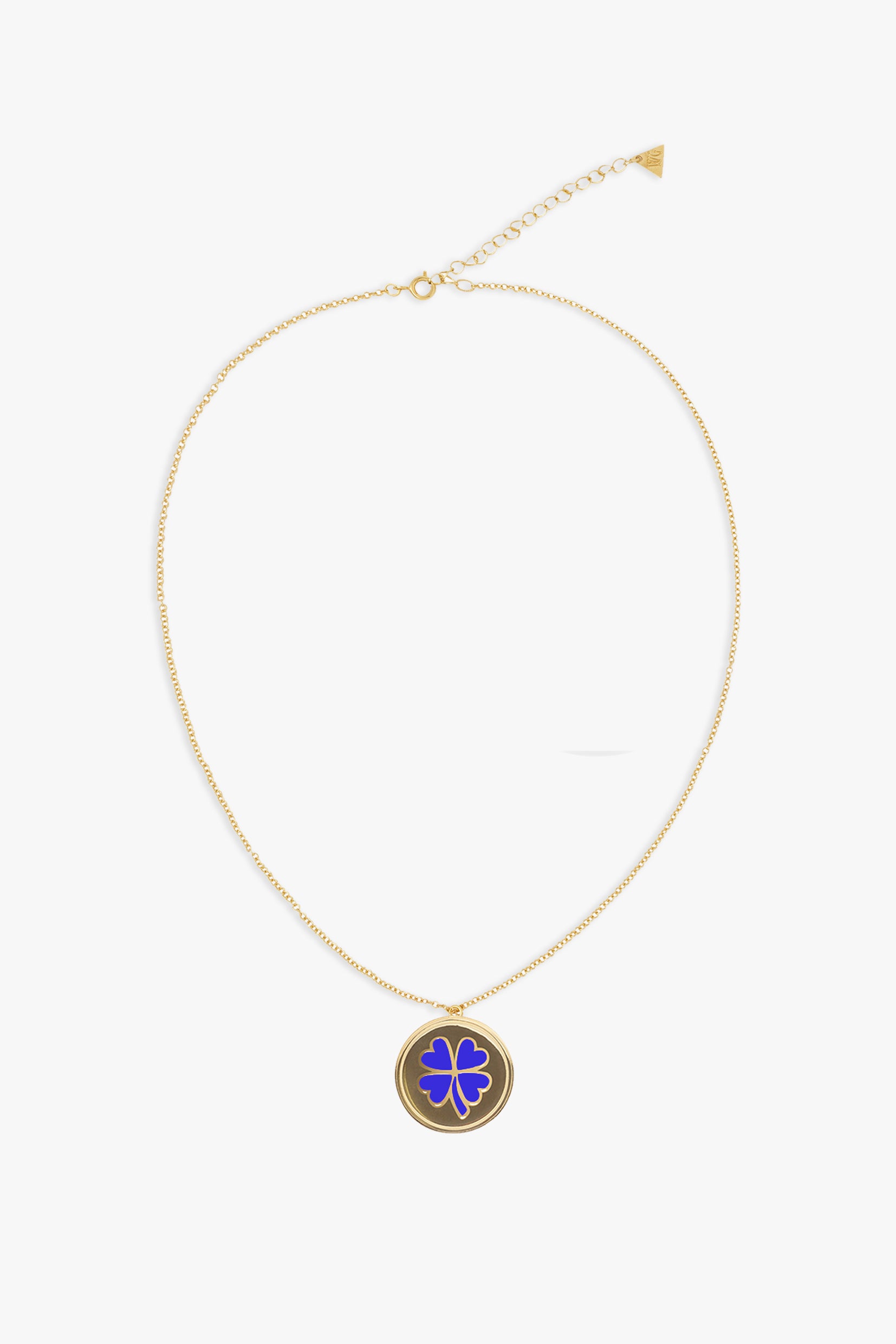 Gold Blue Clover Skinny Chain Necklace – Wilhelmina Garcia