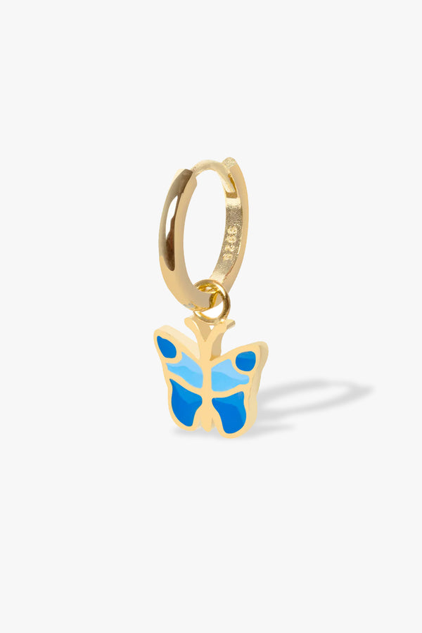 Gold Blue Butterfly Earring
