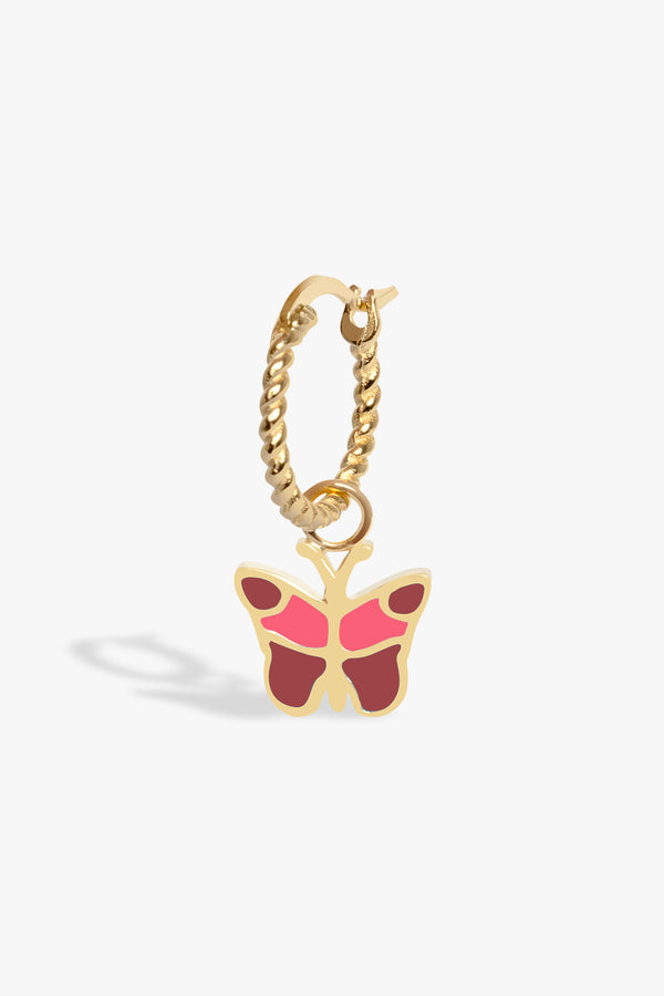 Gold Fire Butterfly Rope Earring