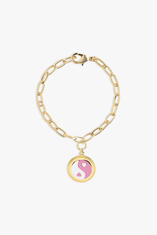 Gold Pink Yin Yang Bracelet