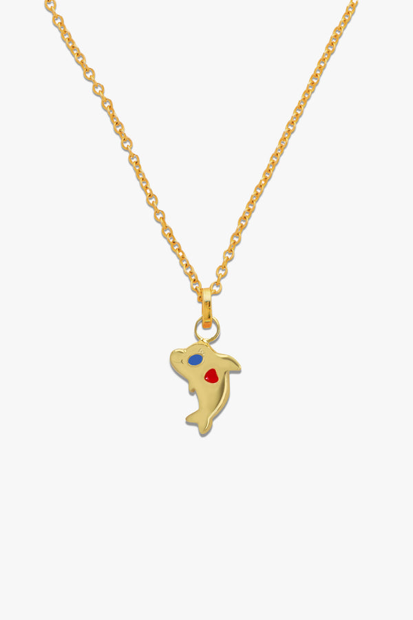 Happy Dolphin Skinny Chain Necklace