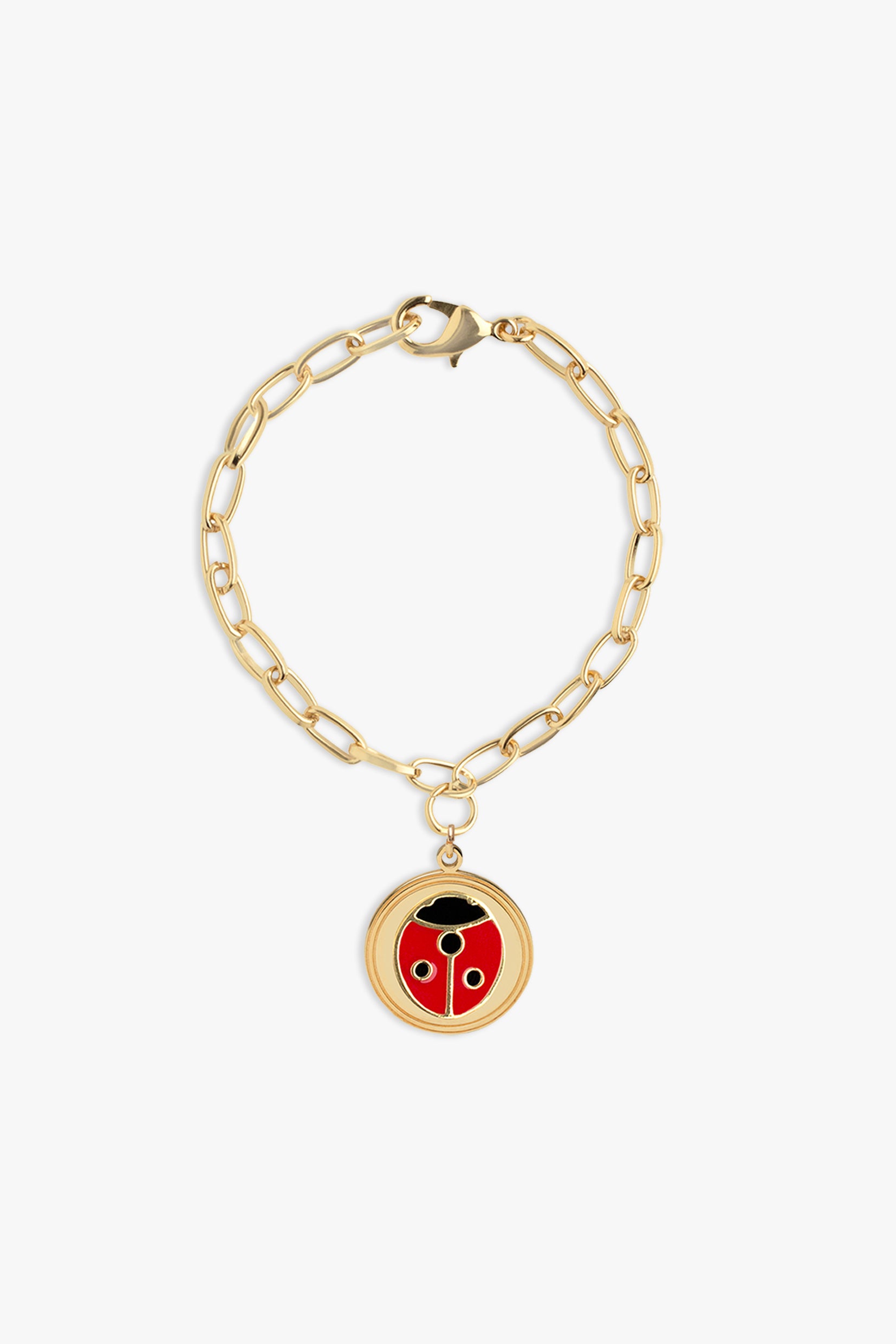 Ladybug Bracelet 14k Yellow Gold Enamel 6.75 8mm Luck Insect Jewelry –  Jewelryauthority