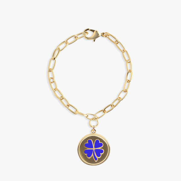 Gold Blue Clover Bracelet – Wilhelmina Garcia