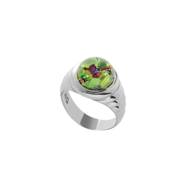 Green Crystal Marbled Ring