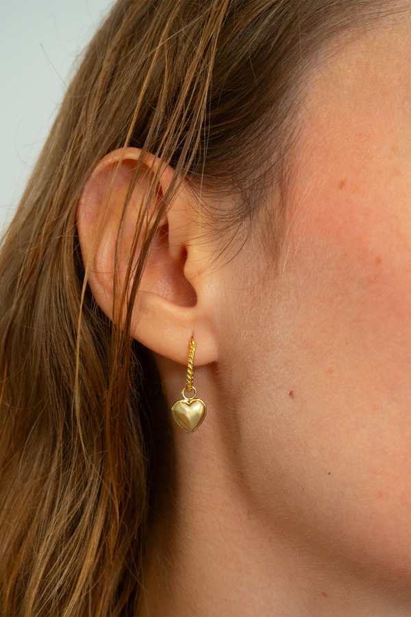 Gold Naked Heart Rope Earring