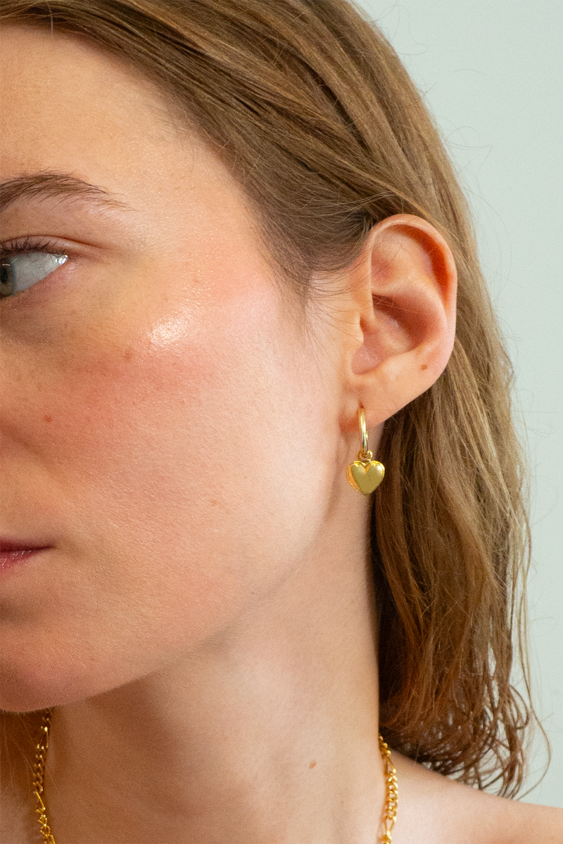 Gold Naked Heart Earring