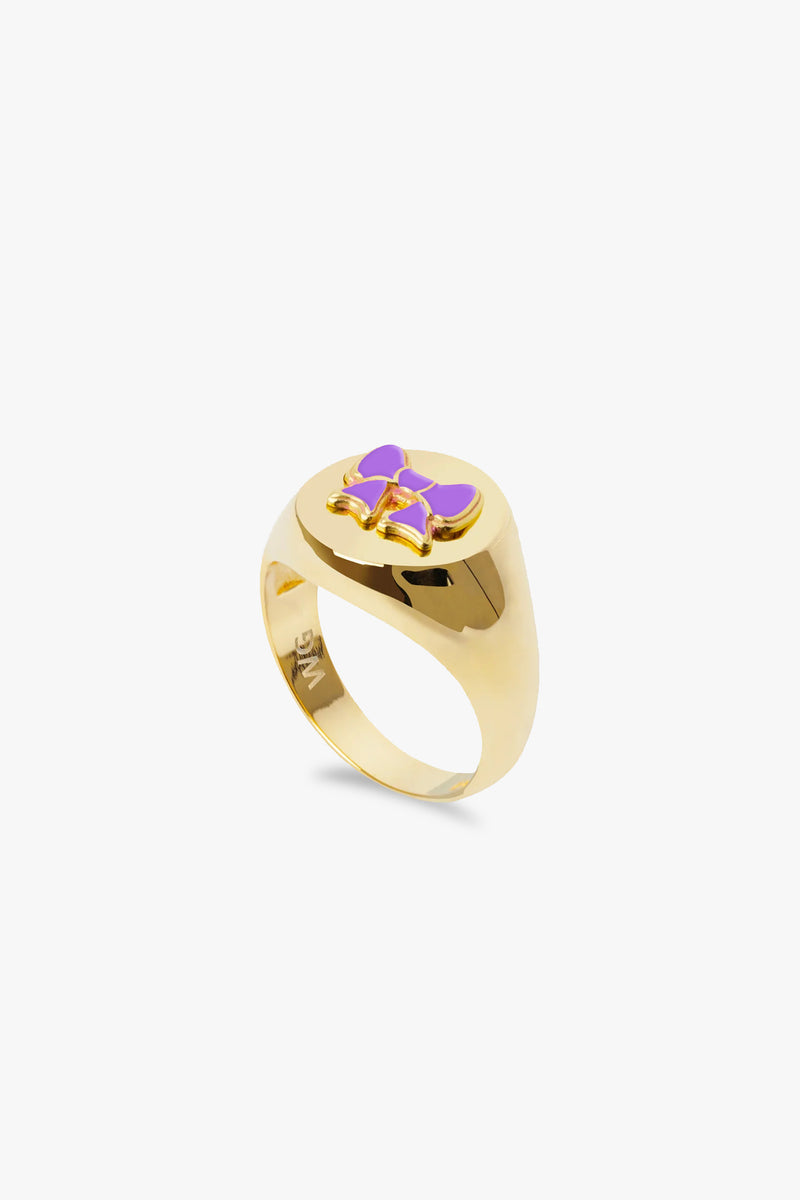 Purple Minnie Bow Signet Ring