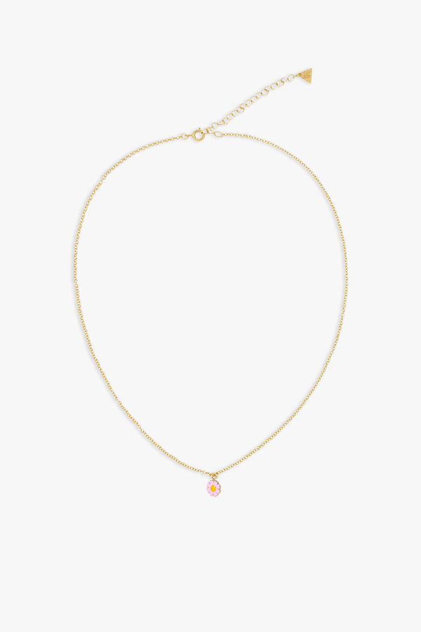 Gold Petite Pink Daisy Necklace