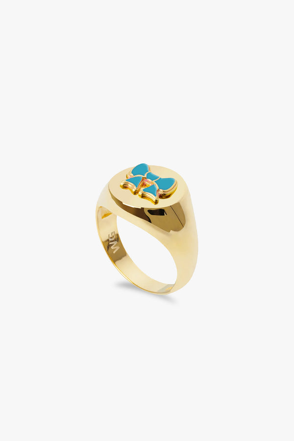 Turquoise Minnie Bow Signet Ring