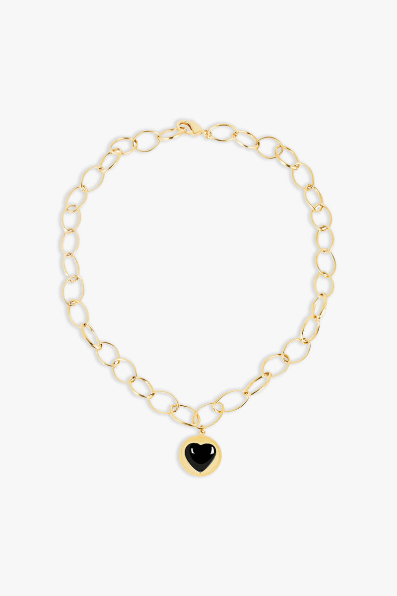 Black Nada Chain Heart Necklace