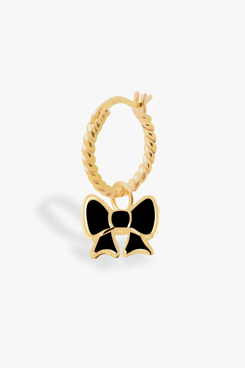 Black Minnie Bow Rope Earring