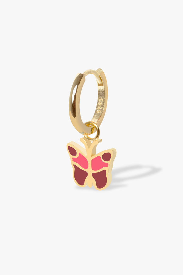Gold Red Butterfly Earring