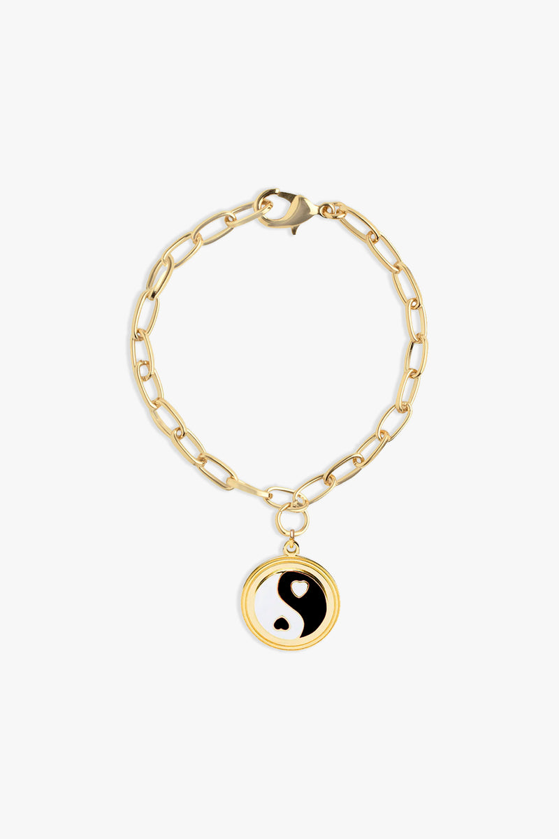 Gold Black Yin Yang Bracelet