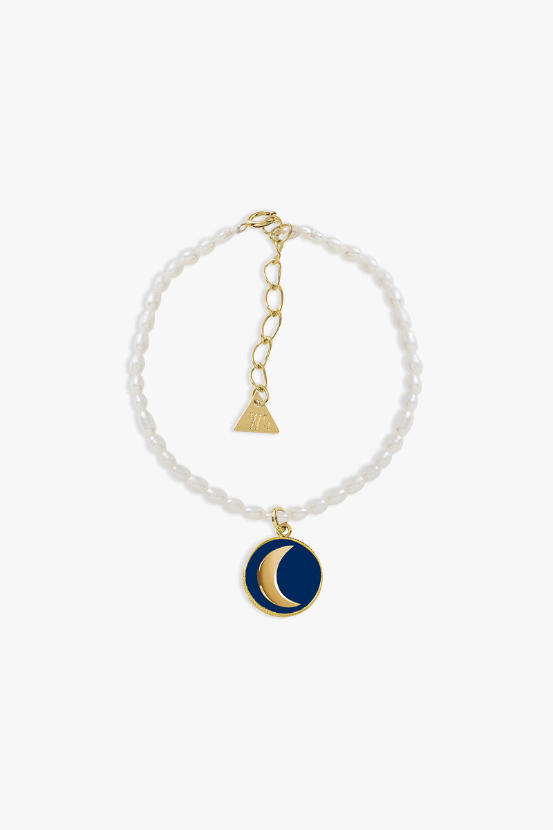 Gold Blue Cosmic Love Pearl Bracelet