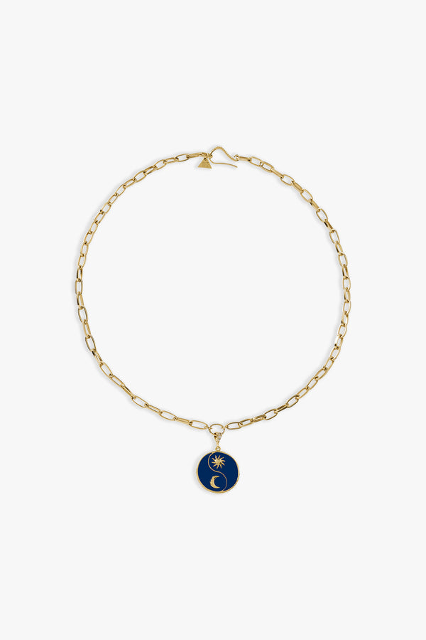 Gold Blue Sparkling Eclipse Necklace