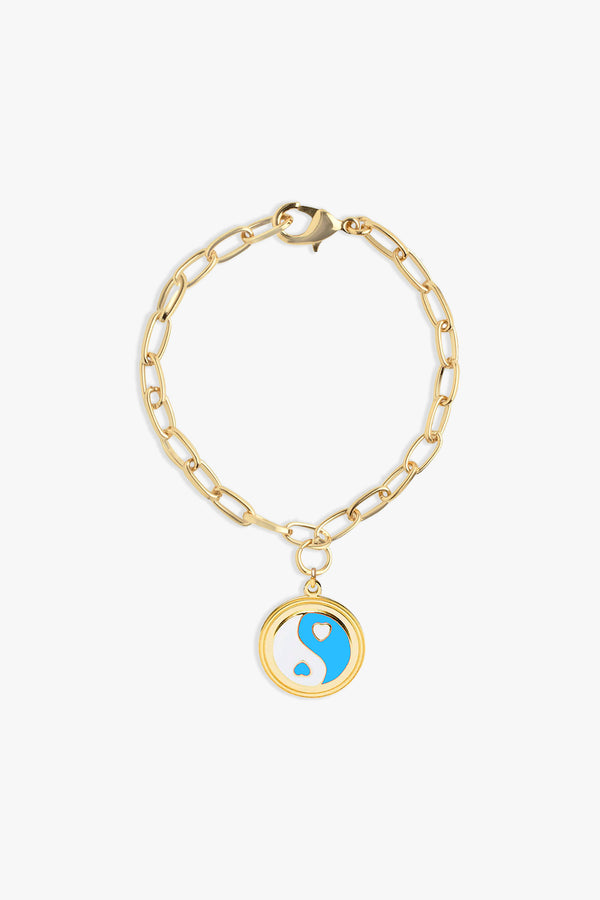 Gold Blue Yin Yang Bracelet