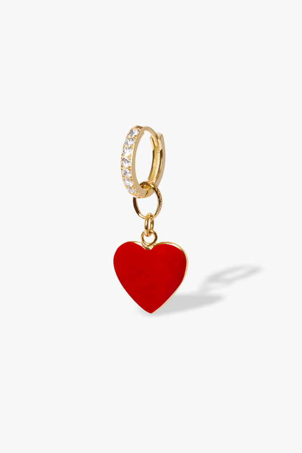 Gold Red Heart Big Earring