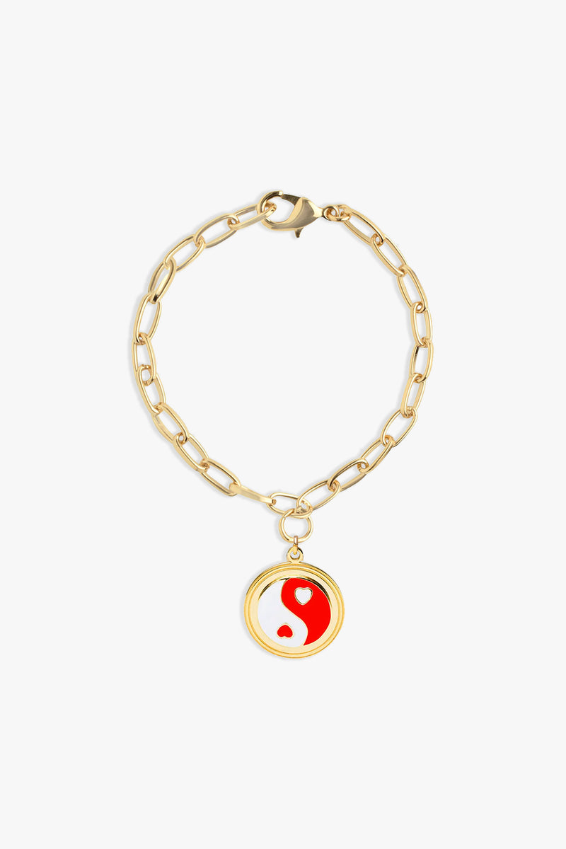 Gold Red Yin Yang Bracelet