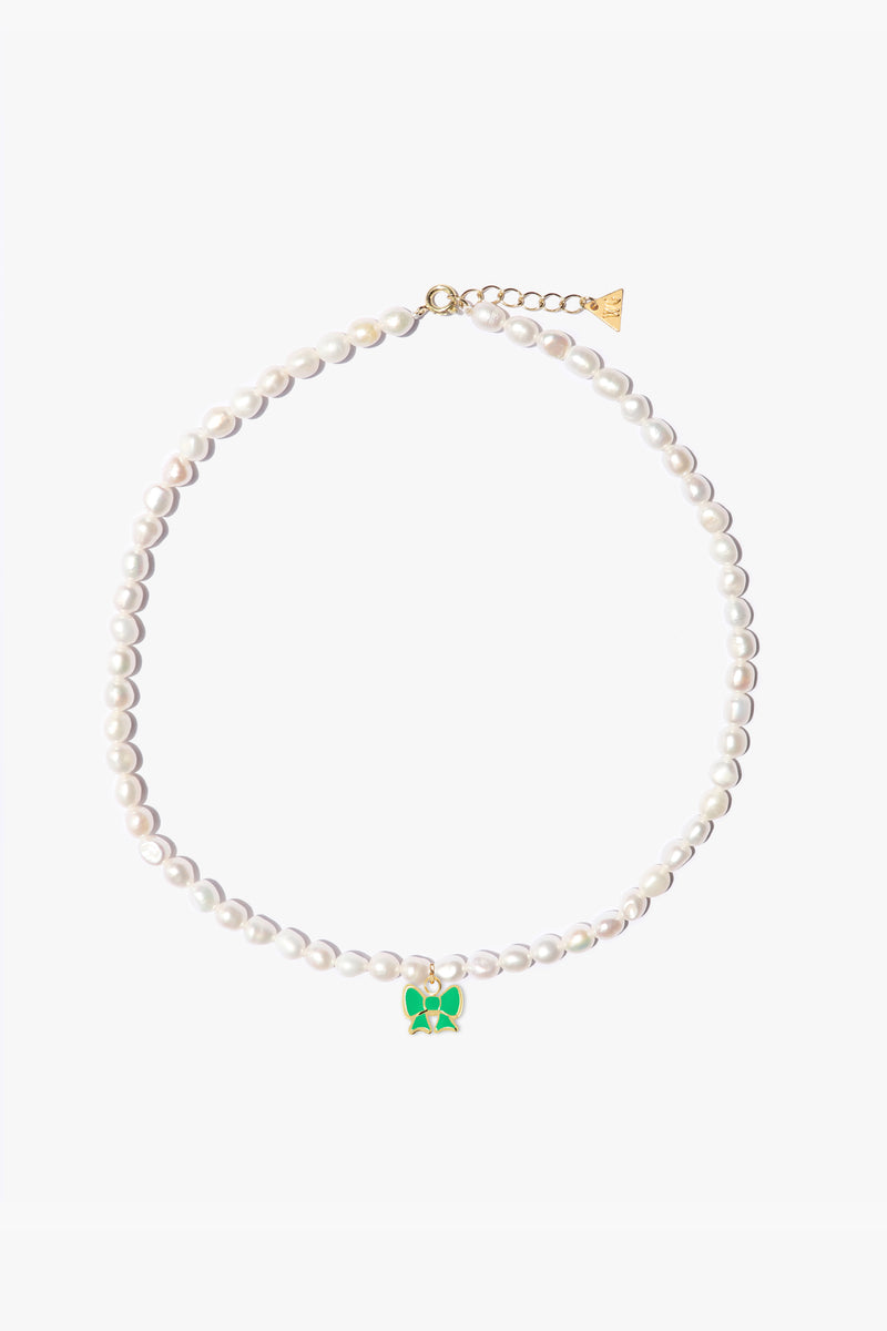Minnie Petite Bow Pearl Necklace