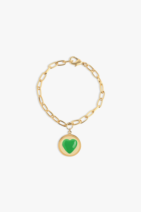 Gold Green Heart Bracelet