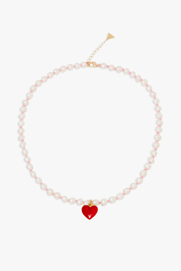 Heart Knitted Pearl Necklace