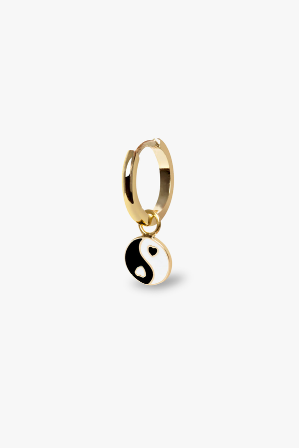Gold Black Yin Yang Earring