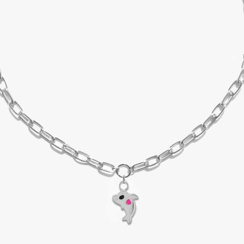 Silver Happy Dolphin Necklace