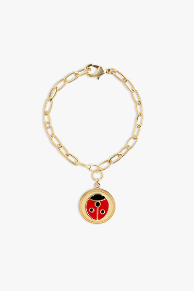 18K Solid Yellow Gold Red Enamel Ladybug Necklace 16 inches – Amalia  F.Jewelry