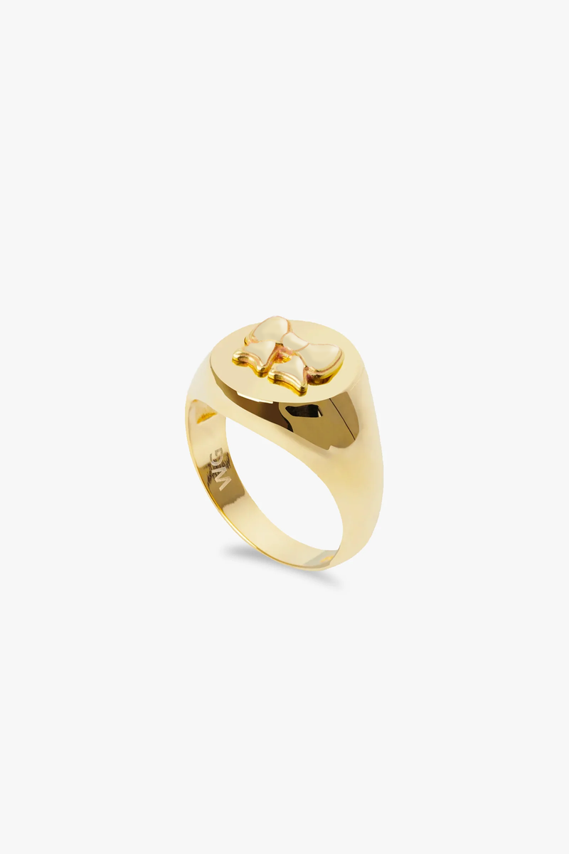 Gold Minnie Bow Signet Ring