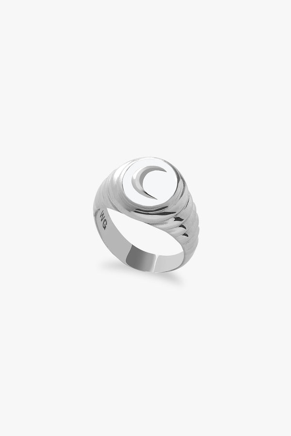 Silver White Moonchild Ring