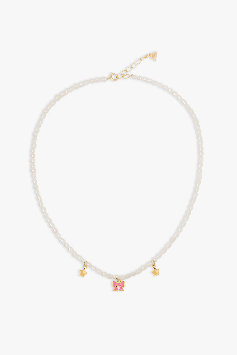Bow Stardust Pearl Necklace