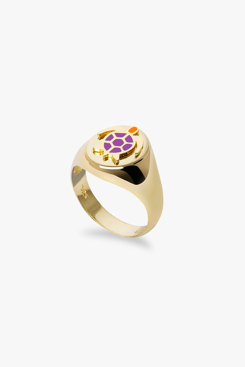 Gold Purple Turtle Ring