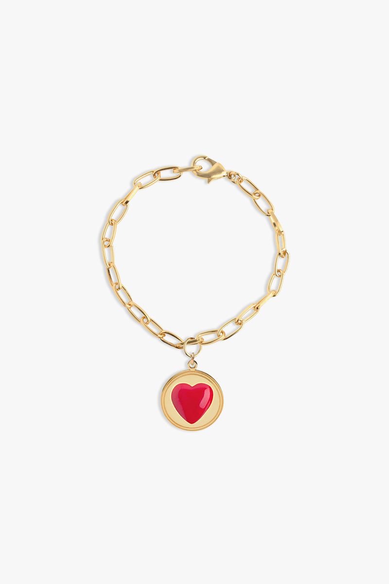 Gold Red Heart Bracelet