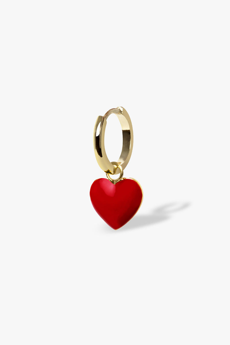 Gold Red Heart Earring
