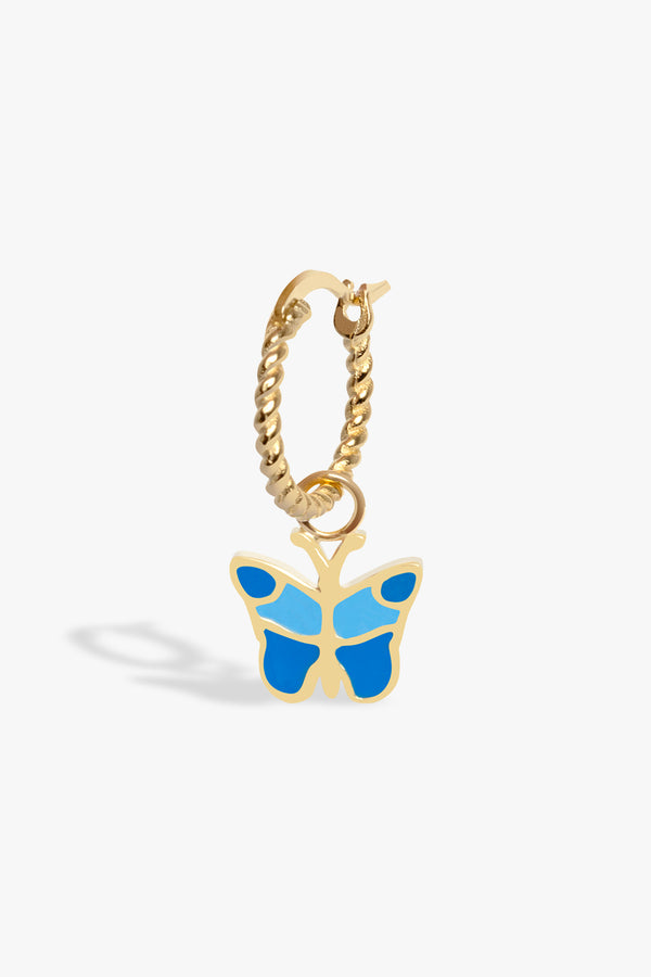 Gold Blue Butterfly Rope Earring