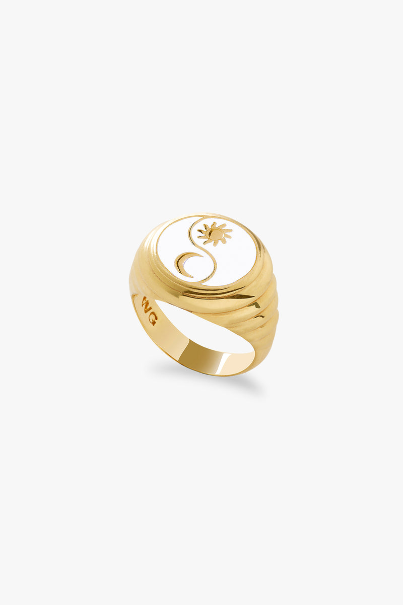 Gold White Dust Sparking Eclipse Ring