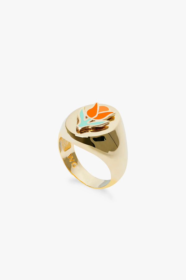 Gold Orange Tulip Ring