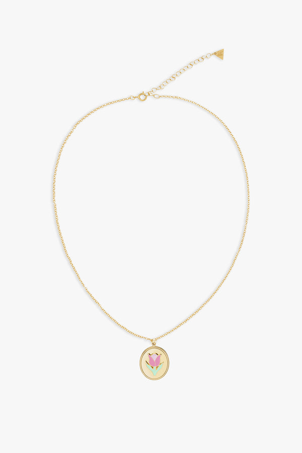 Gold Tulip Skinny Chain Necklace