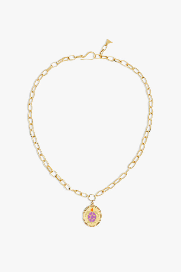 Gold Purple Turtle Necklace