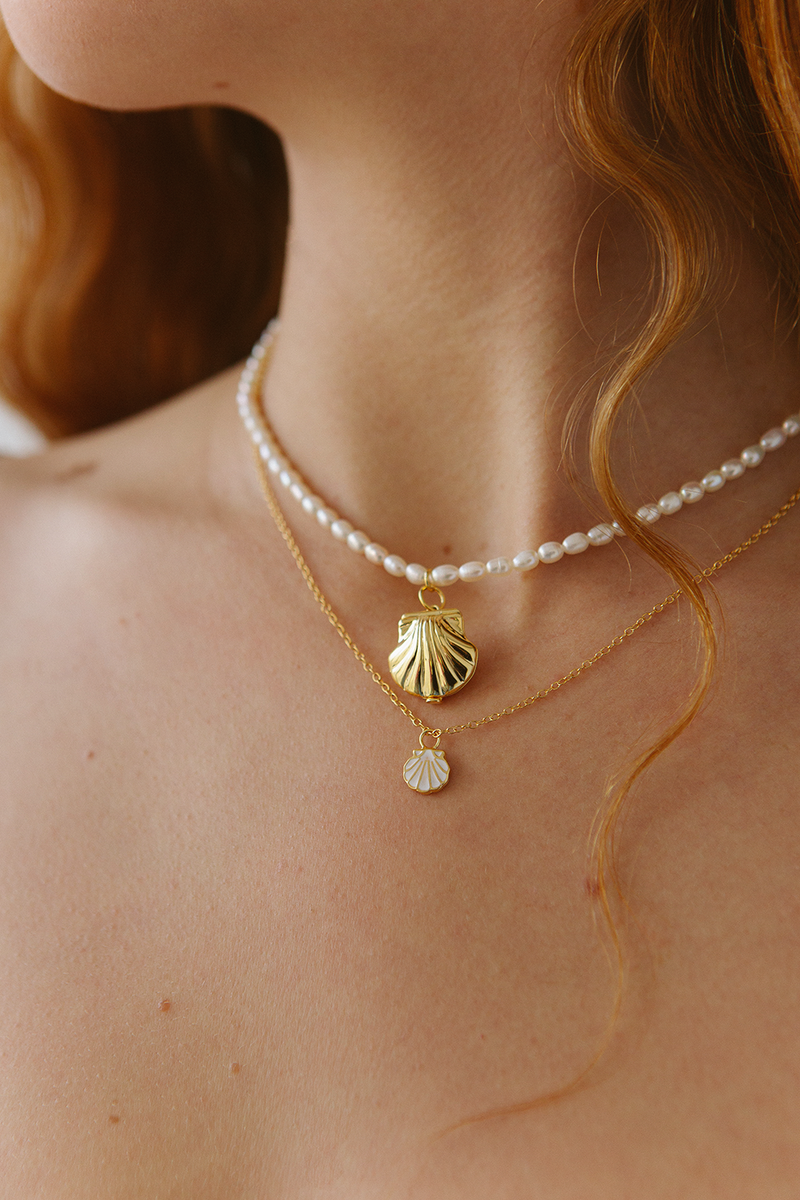 Under the Sea Locket with Pearl Necklace