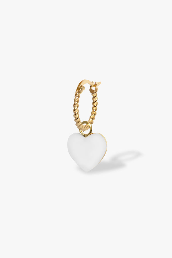 Gold White Heart Rope Earring