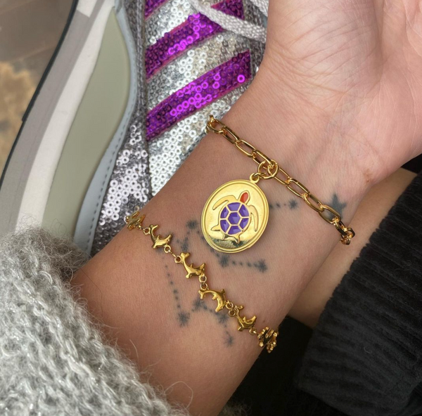 Gold Purple Turtle Bracelet