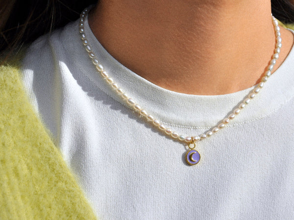 Tiny Cosmic Love Pearl Necklace