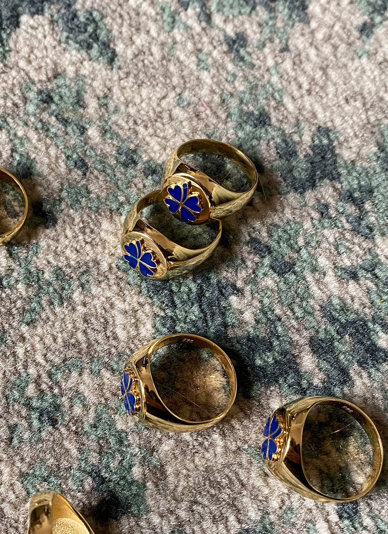 Gold Blue Clover Ring